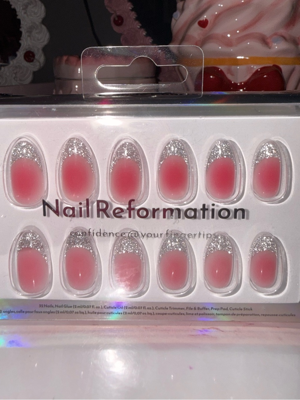 Nail Reformation Pink Ombre Glitter Tip Press-On Nails